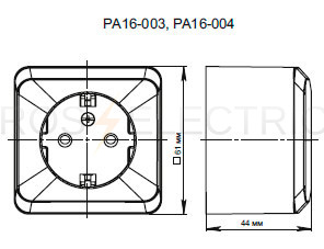 Розетка с заземлением открытой установки pa16 003b этюд