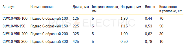 Подвес с образный 100 для крепления трассы к потолку высота 100 мм